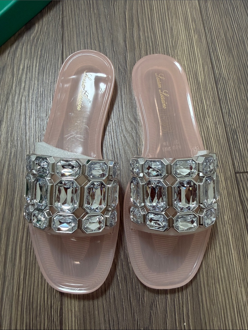 Lauren Lorraine Pink Jewel Embellished Slide Mules